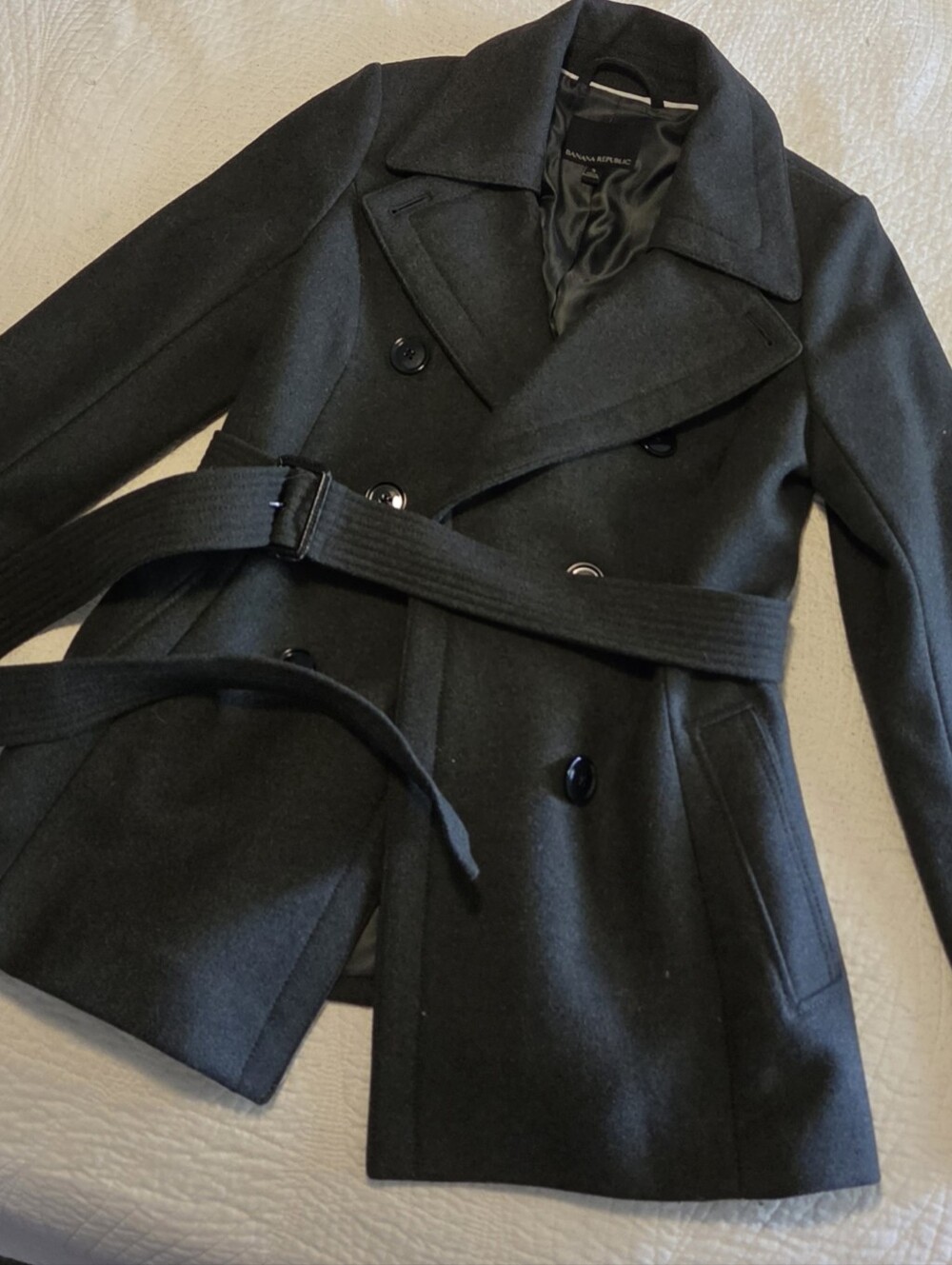 Banana Republic Double-Breasted Wool-Blend Trench/Peacoat, Size Small